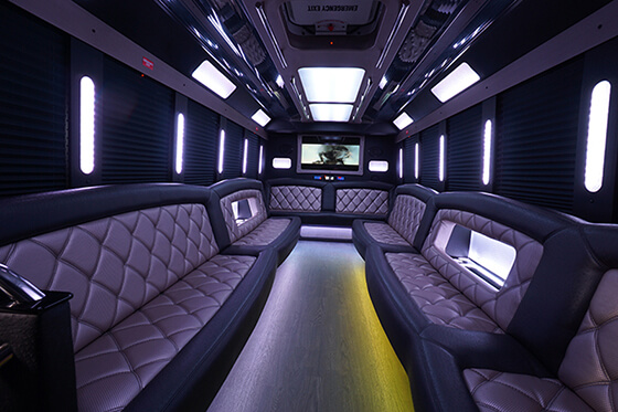 the inside of our party buses