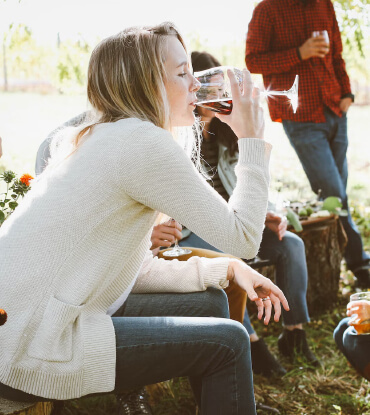 female in a wine tour 